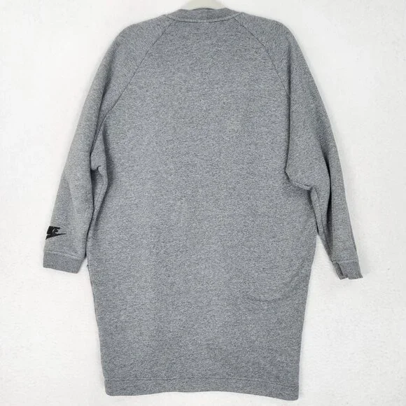 Nike Sweater Womens Large Gray Open Front Cardigan Sweatshirt Long Line Casual - Picture 13 of 14